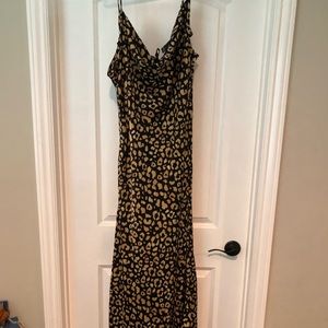 Maxi satin leopard dress